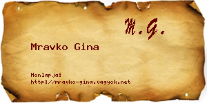 Mravko Gina névjegykártya